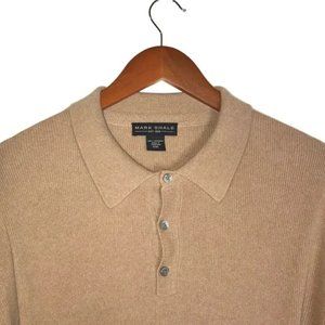 Mark Shale Men's Camel Ribbed Knit Cashmere Pullover Polo Sweater